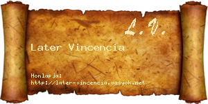 Later Vincencia névjegykártya